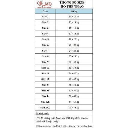 Size 1-7  - Bộ đồ thể thao thun lạnh ngắn tay in hình sọc tay áo