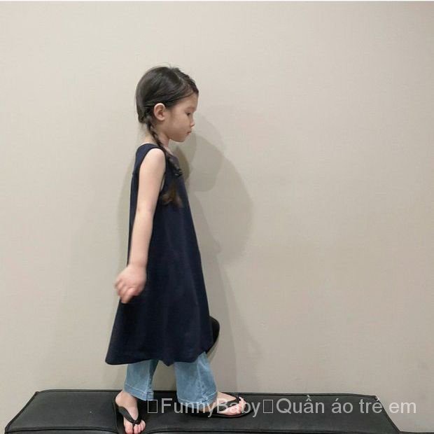 Đầm Dài Không Tay Dáng Rộng Màu Sắc Tươi Tắn Thời Trang Mùa Hè Phong Cách Hàn Quốc Dành Cho Bé Gái