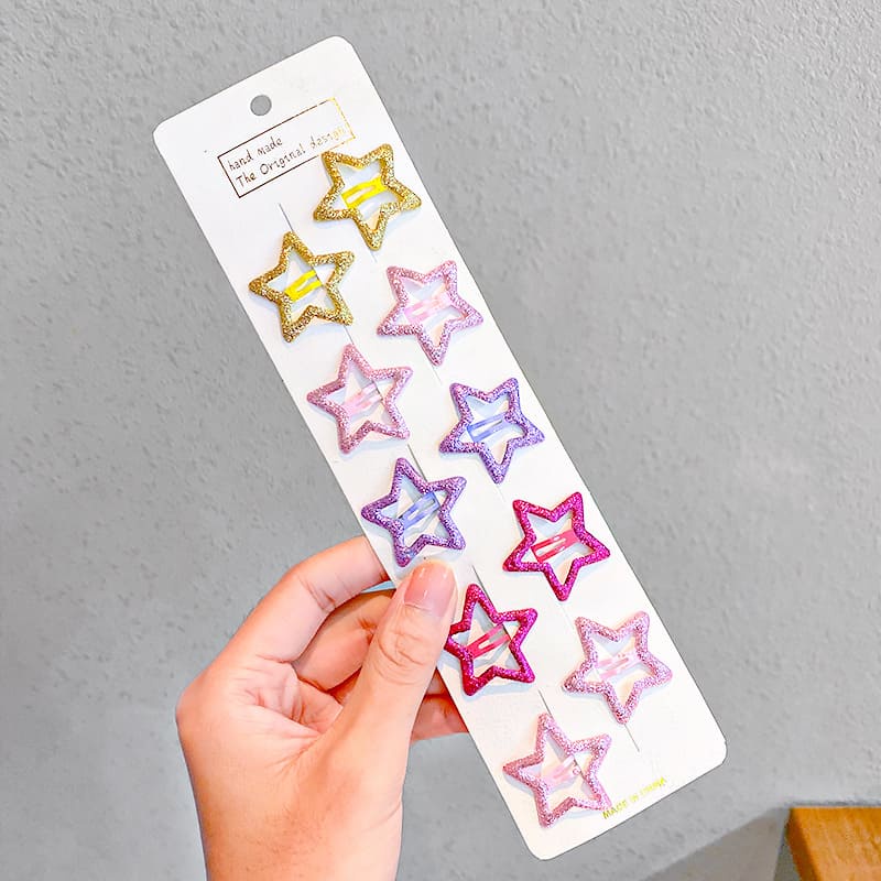 Set 10 Kẹp Tóc Nhiều Màu Sắc Dễ Thương Cho Bé Gái