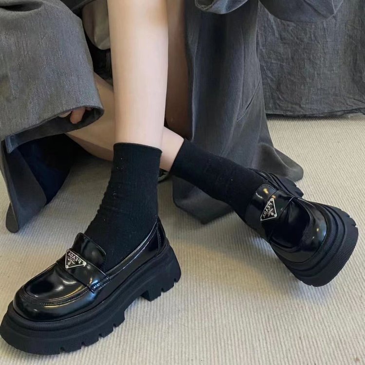 Giày Lười Da Đế Dày Tăng Chiều Cao Mũi Tròn Thời Trang Xuân Hè 2023