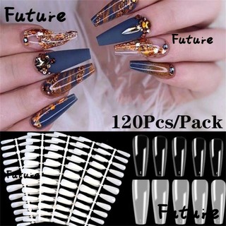 Set 120 Móng Tay Giả Bằng Acrylic Trong Suốt Tự Nhiên Trang Trí Móng Tay Nghệ Thuật
