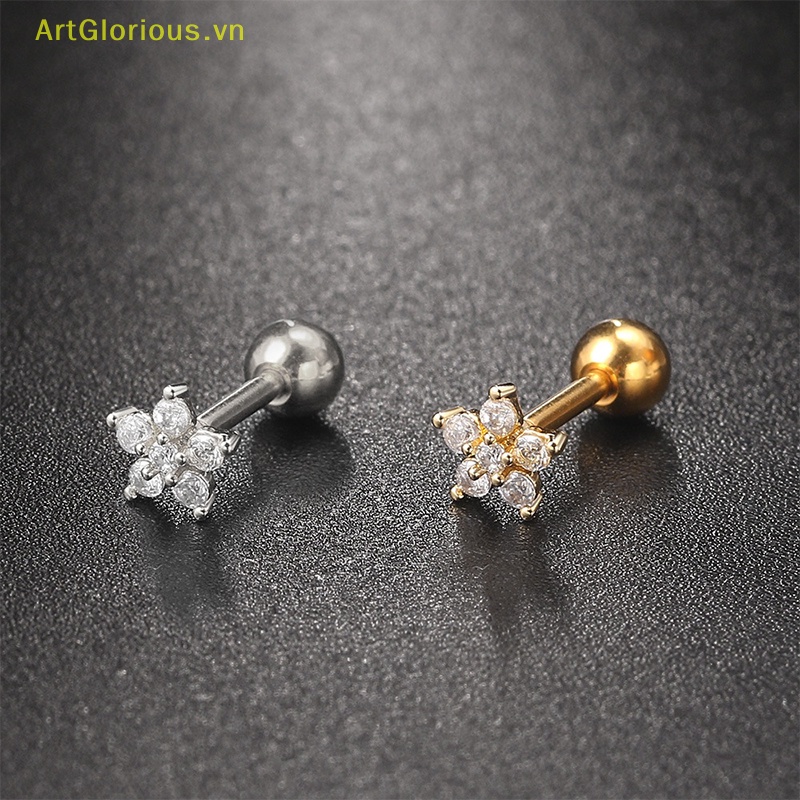 1 Khuyên Xỏ Sụn Tai Đính Đá Zircon Thời Trang Cho Nữ