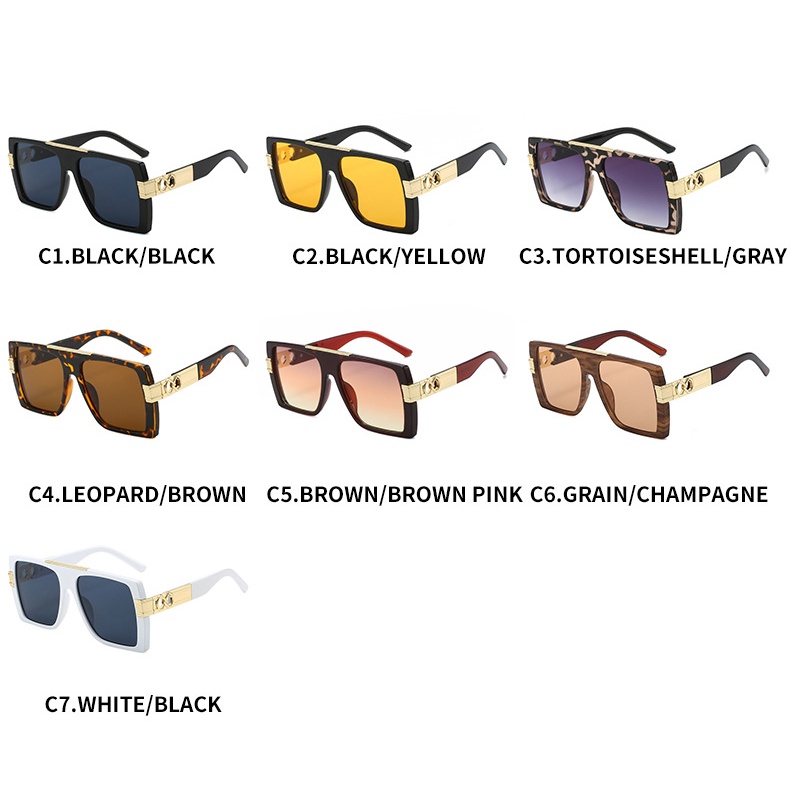 Kính Mát Thời Trang Khung Kim Loại Lớn Hình Chữ Nhật Mẫu Mới Năm 2023 Phong Cách Âu Mỹ