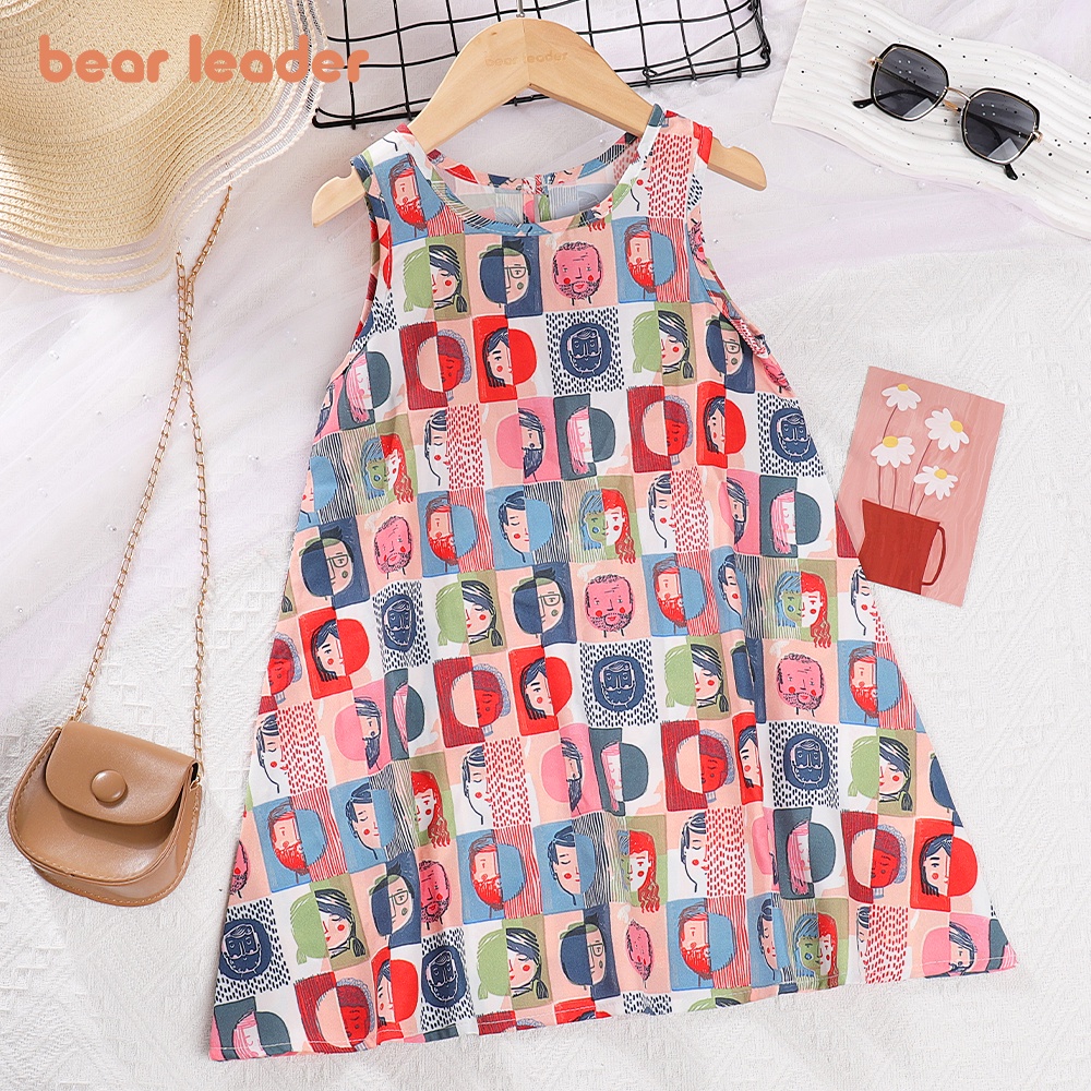 BEAR LEADER Đầm Công Chúa Mùa Hè 2023 Phong Cách Hàn Quốc Mới Cho Bé Gái 3-7 Tuổi