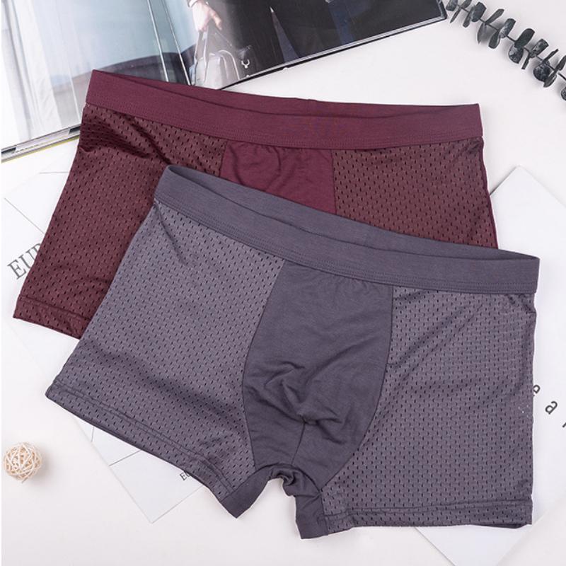 Quần Lót Boxer Vải Lụa Phối Lưới Thoáng Khí Thời Trang Cao Cấp Cho Nam