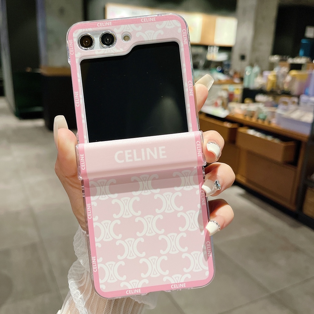 Ốp Điện Thoại Màu Hồng Họa Tiết Sang Trọng Cho Samsung Galaxy Z Flip 3 4 5 5G Premium Galaxy Z Flip5