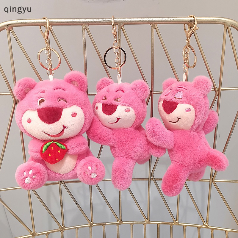 Thời trang mới cặp đôi túi trang trí mặt dây chuyền xe hơi quà tặng trẻ em hoạt hình sáng tạo và thiết thực dễ thương gấu dâu sang trọng móc khóa búp bê tốt