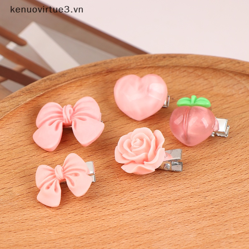 Set 5 Kẹp Tóc Hình Hoa Hồng / Bướm Dễ Thương Cho Nữ