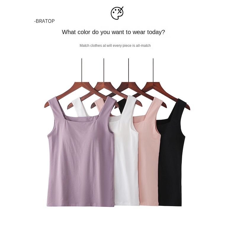 Áo Tank Top Cổ Vuông Chất Liệu Cotton Cao Cấp Size S-XL