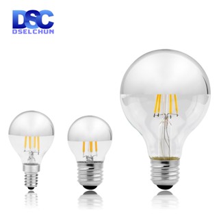 Dselchun Gương Bạc Retro Edison Bóng Đèn LED E14 E27 4W G45 A60 ST64 G80 G95 Vintage Dây Tóc LED Đèn Trắng Ấm