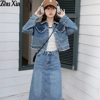 Áo khoác denim phong cách hàn quốc cổ điển dành cho nữ