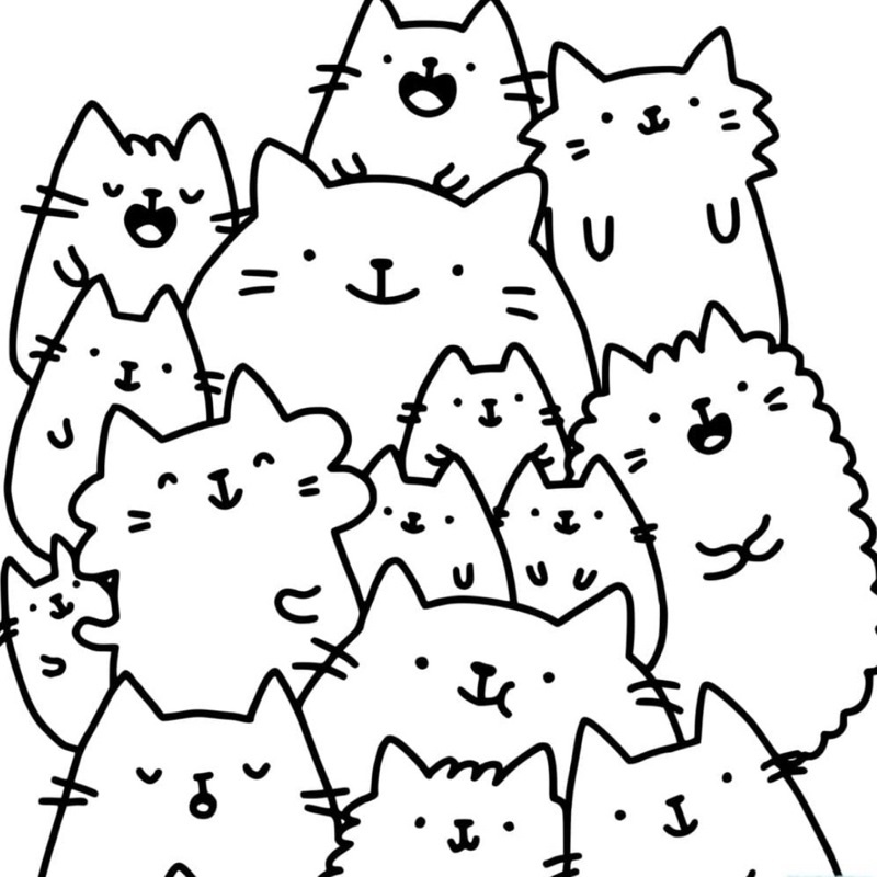 Pusheen Cat - Set 10 Tờ Tranh Tô Màu A4 A5 Dành Cho Màu Sáp, Màu Chì - MANGA ANIME COMIC tô màu