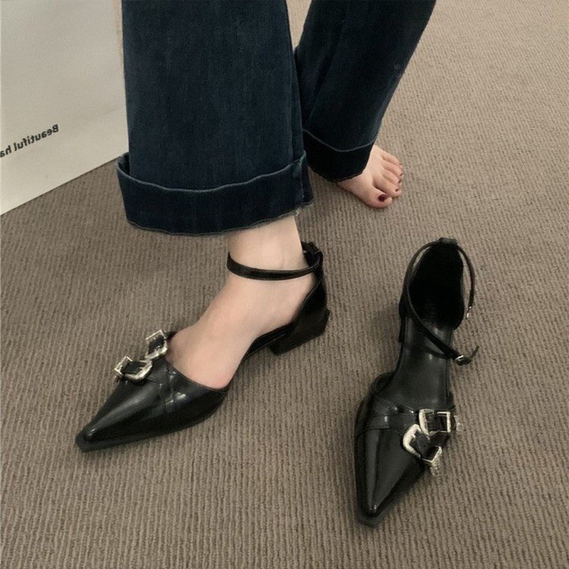 Prowow❤Xăng đan Cao Gót Mũi Nhọn Thời Trang Mùa Thu Dành Cho Nữ