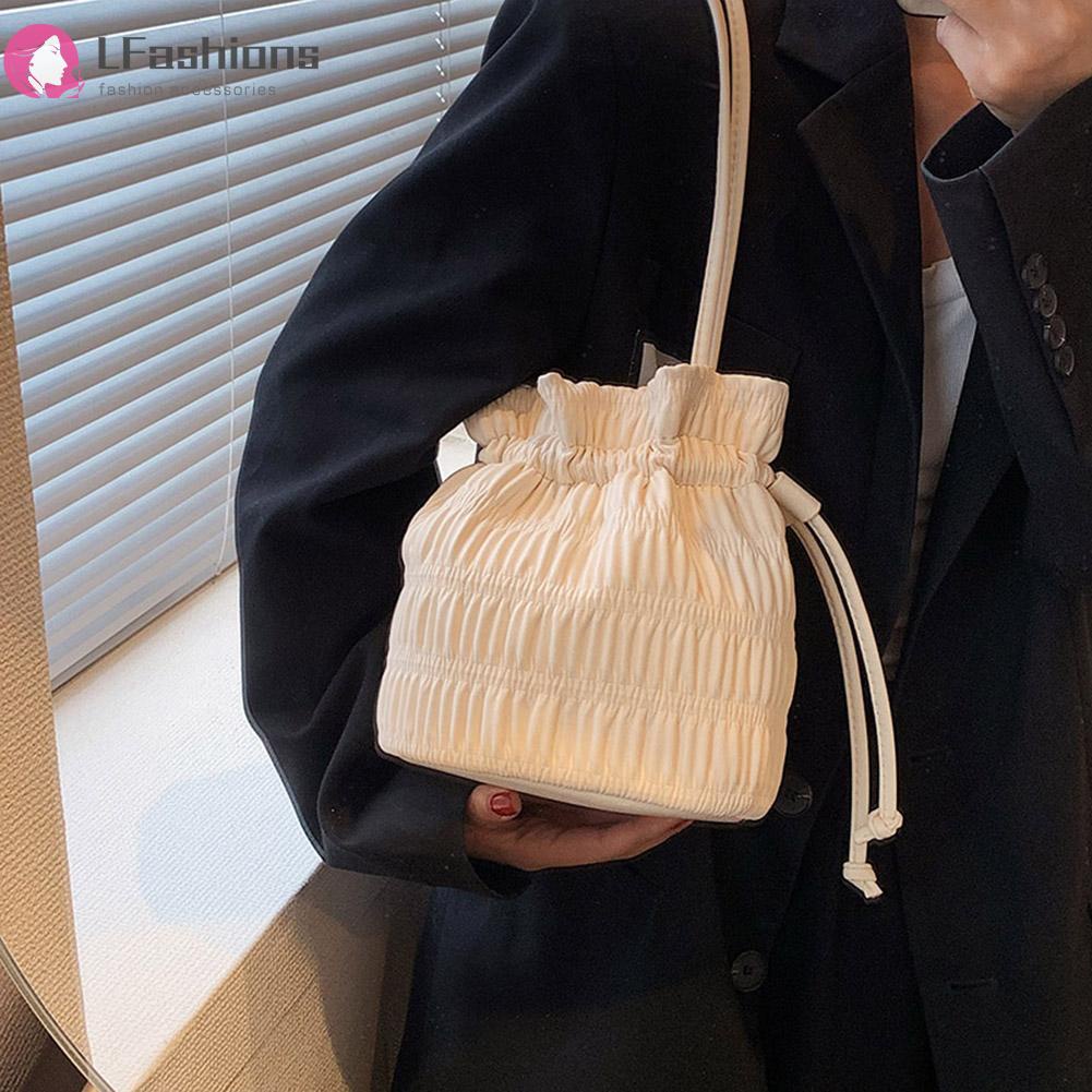 ❀ Áo Thun In Chữ Lovefashionss Thời Trang ❀ Túi xách hợp thời trang xếp ly túi đeo vai nữ túi đeo chéo da pu túi dây rút túi đeo chéo nhẹ ngọt ngào