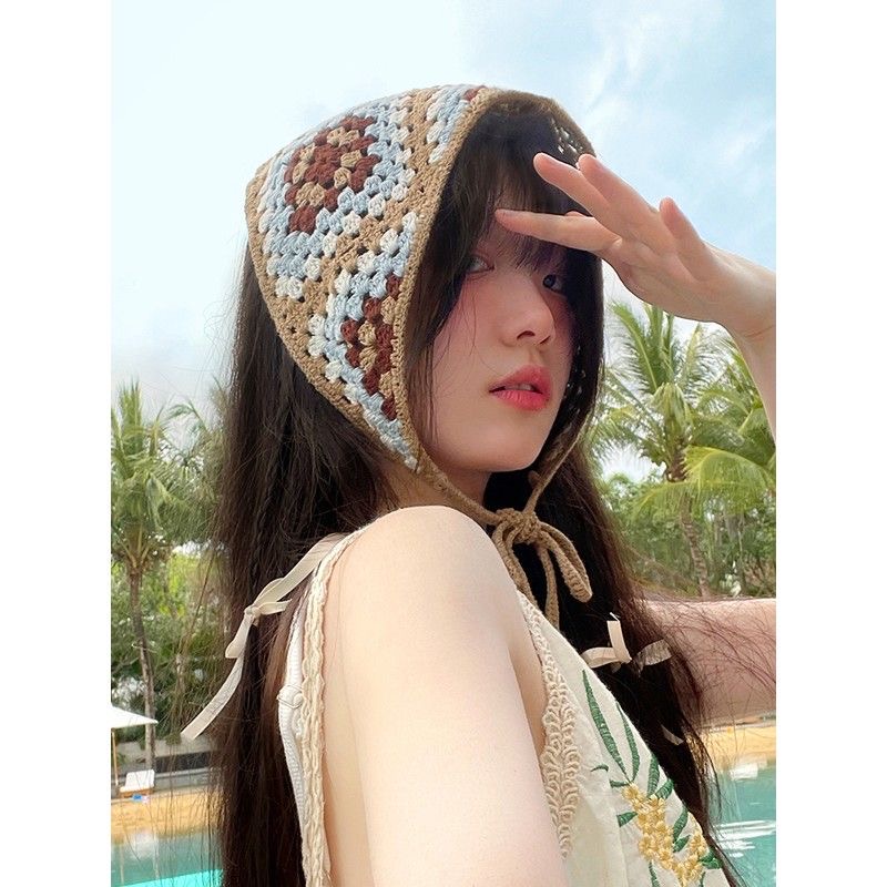 Băng Đô Cài Tóc Hình Tam Giác In Họa Tiết Hoa Cúc Dễ Thương Thời Trang Xuân Thu Phong Cách