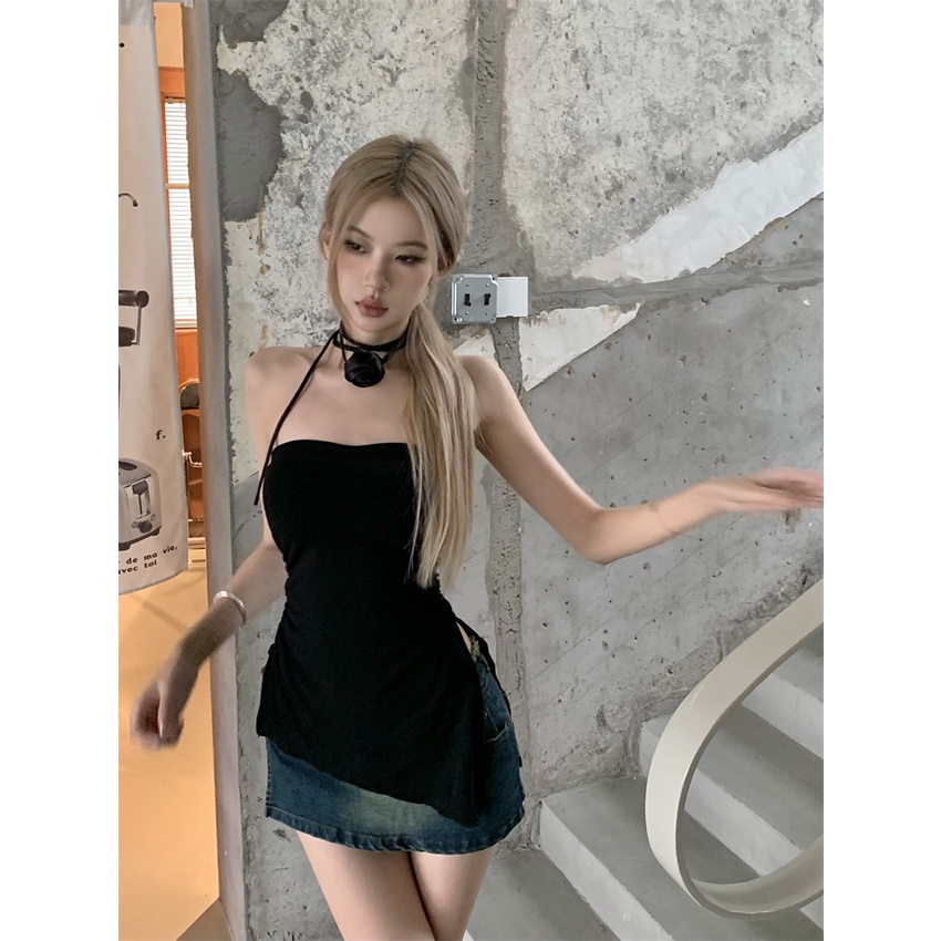 Áo Hai Dây Dáng Ngắn Phong Cách Hàn Quốc Thời Trang Quyến Rũ Cho Nữ