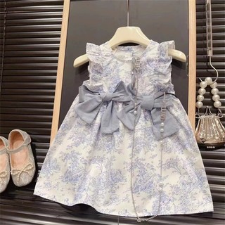  Hàng Có Sẵn Đầm Công Chúa Sát Nách Thắt Nơ In Hoa Phong Cách Hàn Quốc Thời Trang Mùa Hè Cho Bé Gái