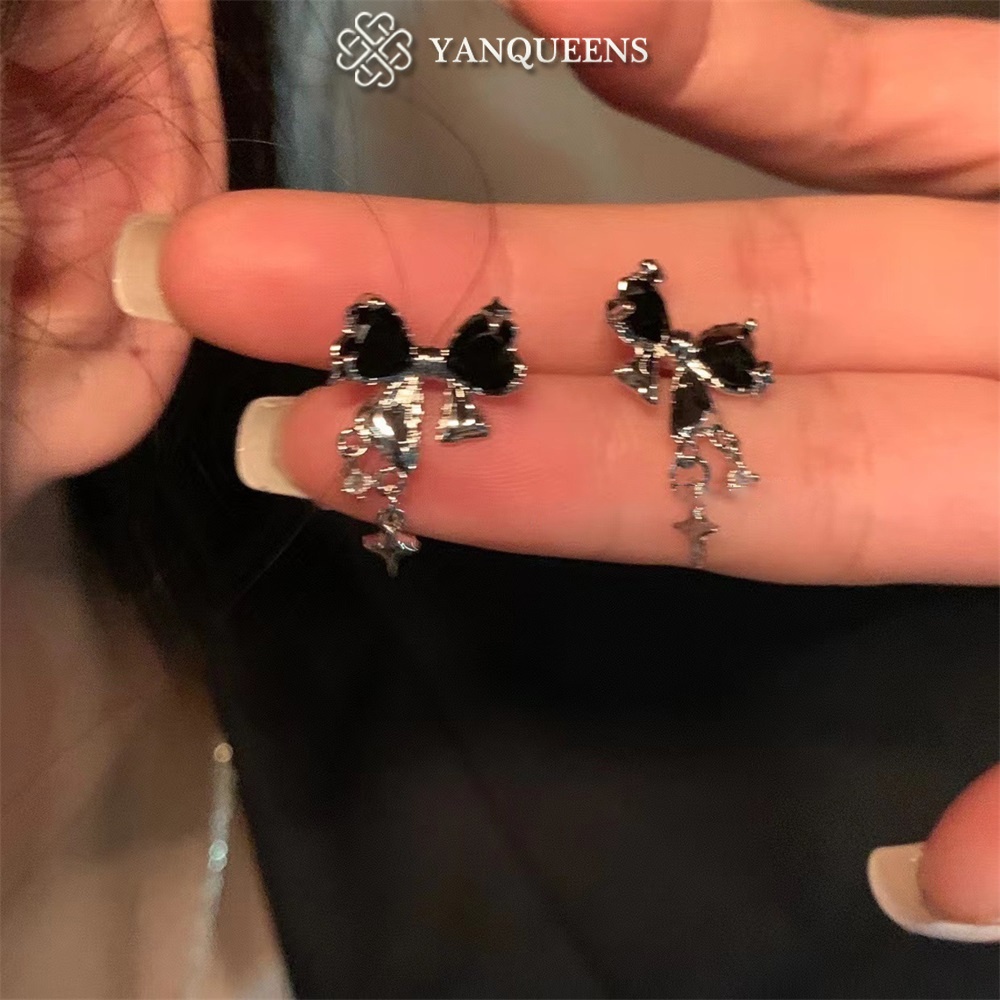 Bông tai YANQUEENS đính nơ zircon thời trang cho nữ/ 3 kiểu