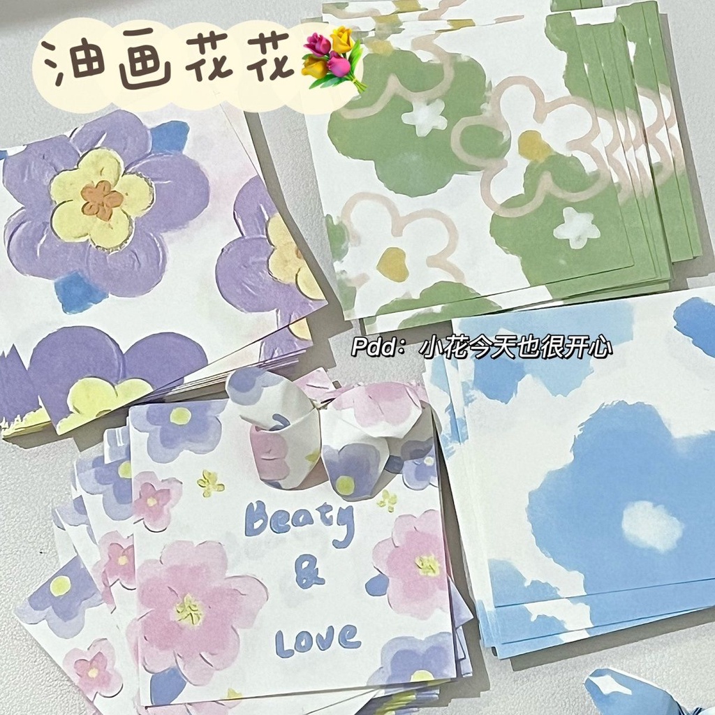 Set 200 bướm tình yêu origami tranh sơn dầu tay ghi chú giấy màu hình vuông origami dành cho trẻ em có hoa văn