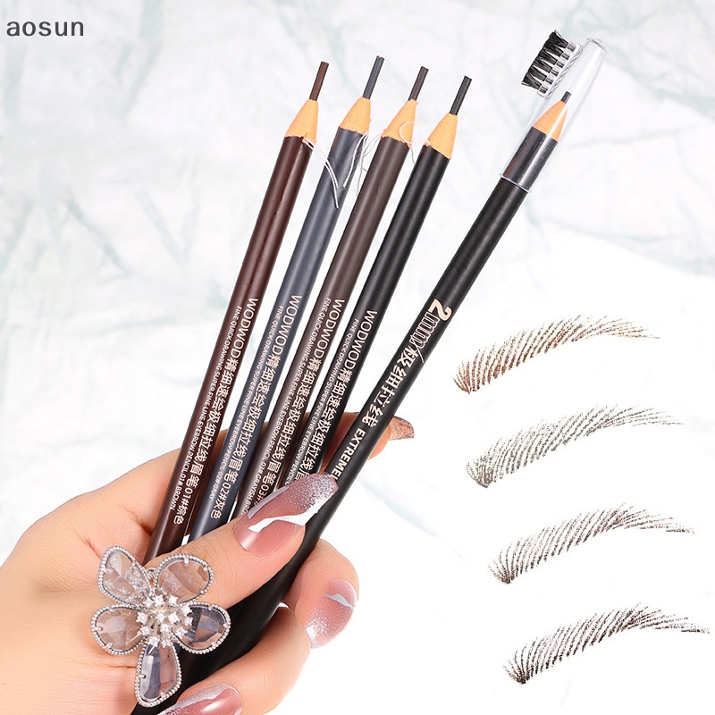 Aosun 1 pcs chì kẻ mày chống thấm mồ hôi chống thấm nước ultra-thin eyebrow pen for women beauty cosmetic eyebrow pencil cosmetics tool en