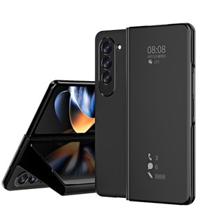 Folio flip smart view window case mirror front cover cho samsung galaxy z fold 5 / fold 4 / fold 3 / fold 2 với kickstand & magnetic closure