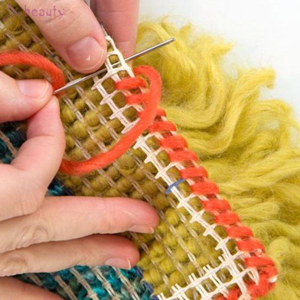 BEAUTYVE~Blank Hooking Mesh Canvas For Rug Making Latch Hook Crafts Work + Crochet Set