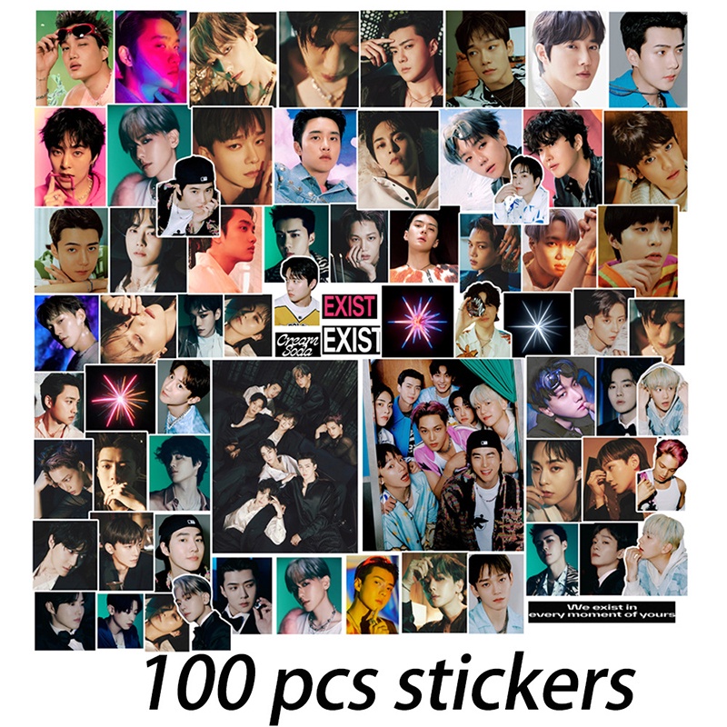 100 cái / bộ exo sticker exist kpop photo sticker diy diary hành lý dán