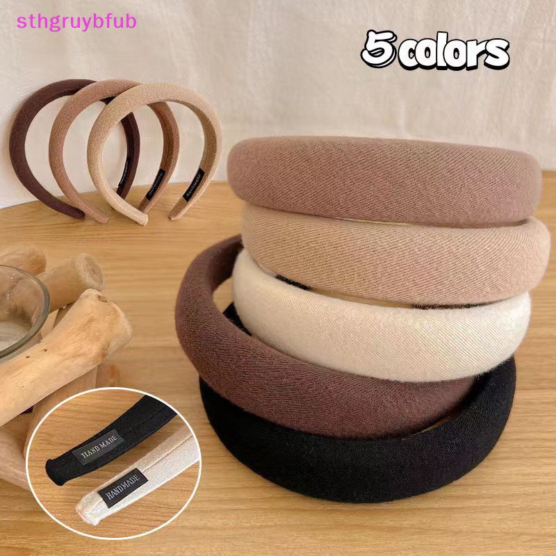 Sthb elegant korean style wide-brimmed sponge headwear headband for fashion girls phụ kiện tóc vn