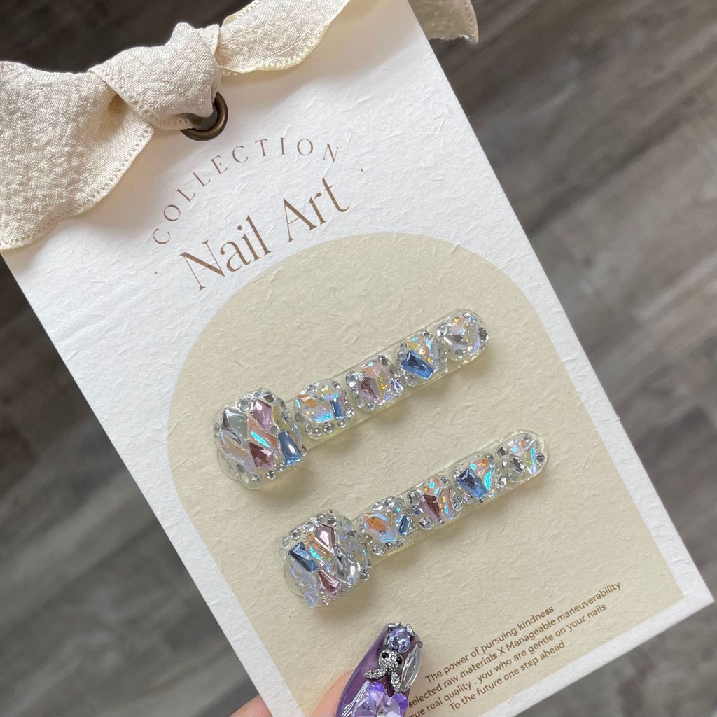 Móng Chân Giả Kim Cương Sáng Bóng Đầy Màu Sắc Có Thể Tái Sử Dụng Và Tháo Rời Móng Chân