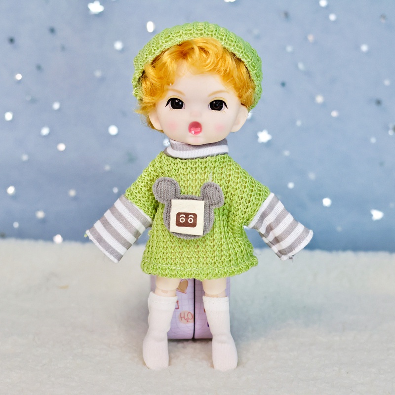 Búp bê 16cm mới cho trẻ em hình dạng khuôn mặt nhỏ dễ thương 13 khớp bjd với quần áo đồ chơi tự làm cô gái