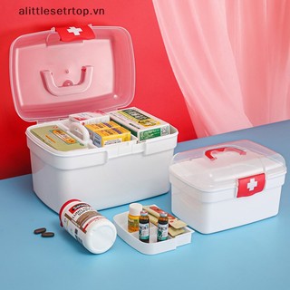 Alittlesetrtop plastic multi-function family emergency box portable first aid kit storage organizer box with handle medicine chest tools.