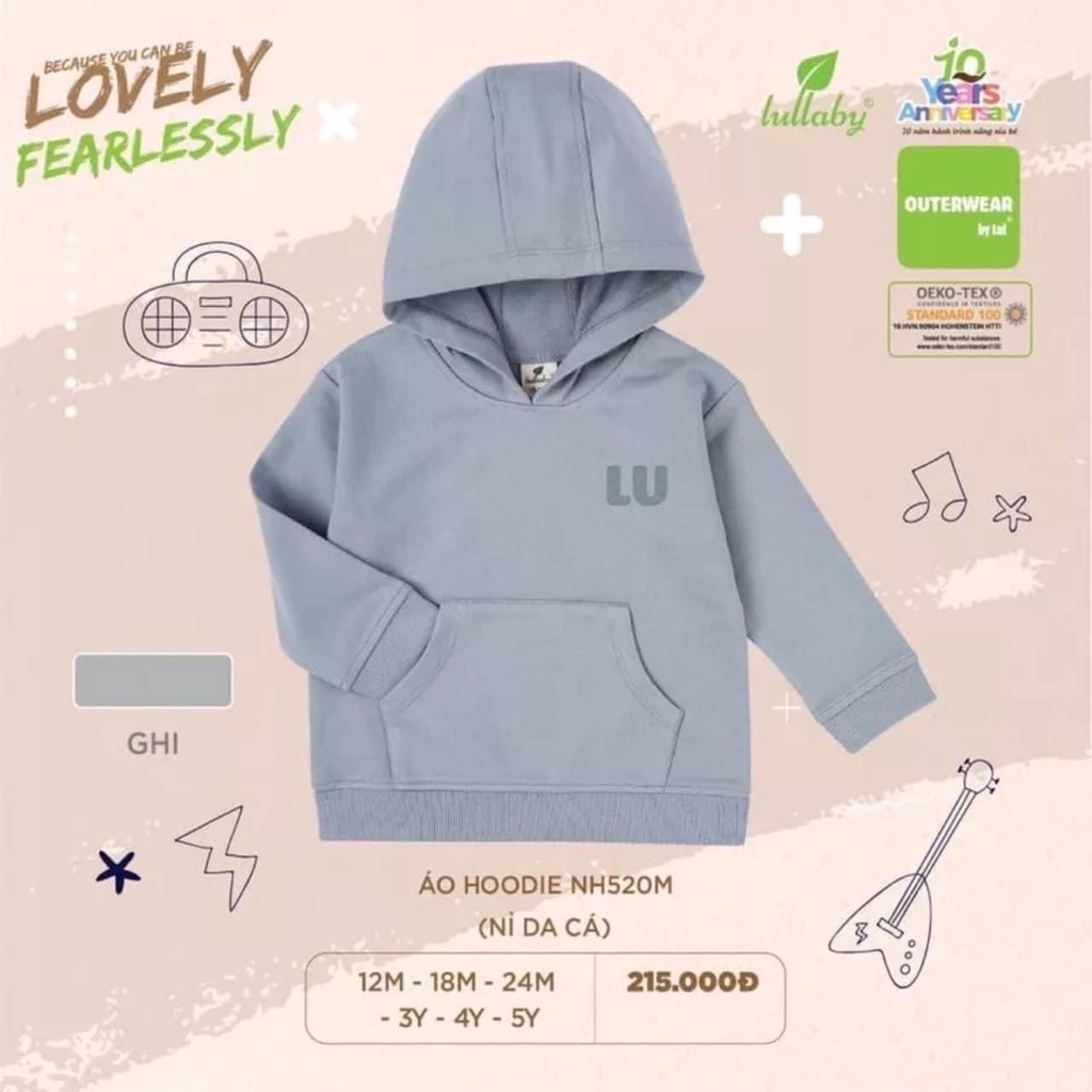 Lullaby - Áo Hoodie nỉ da cá có mũ có bé trai bé gái