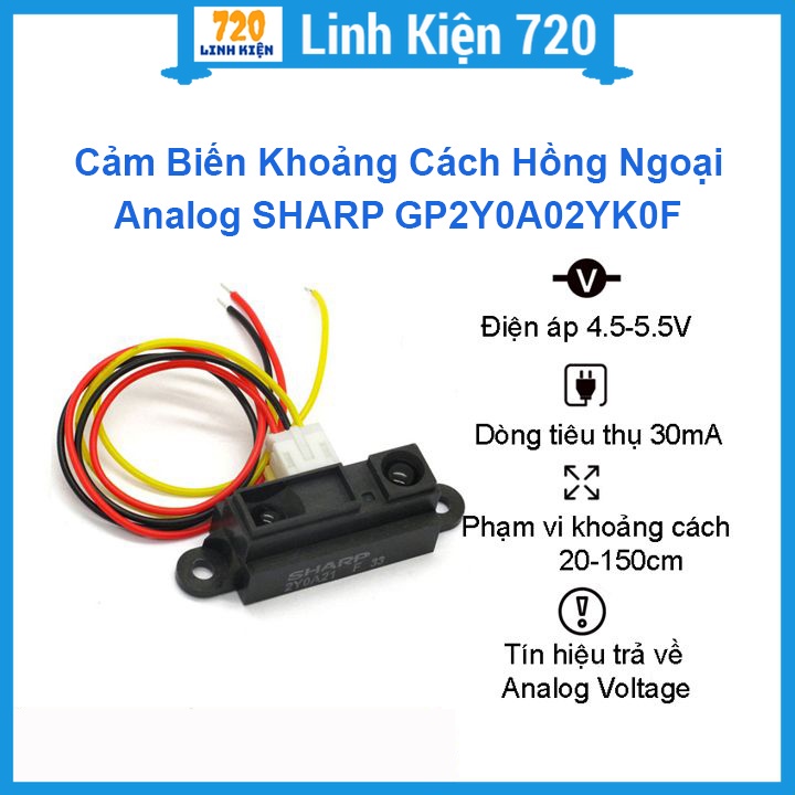 Cảm biến khoảng cách hồng ngoại Analog SHARP GP2Y0A02YK0F
