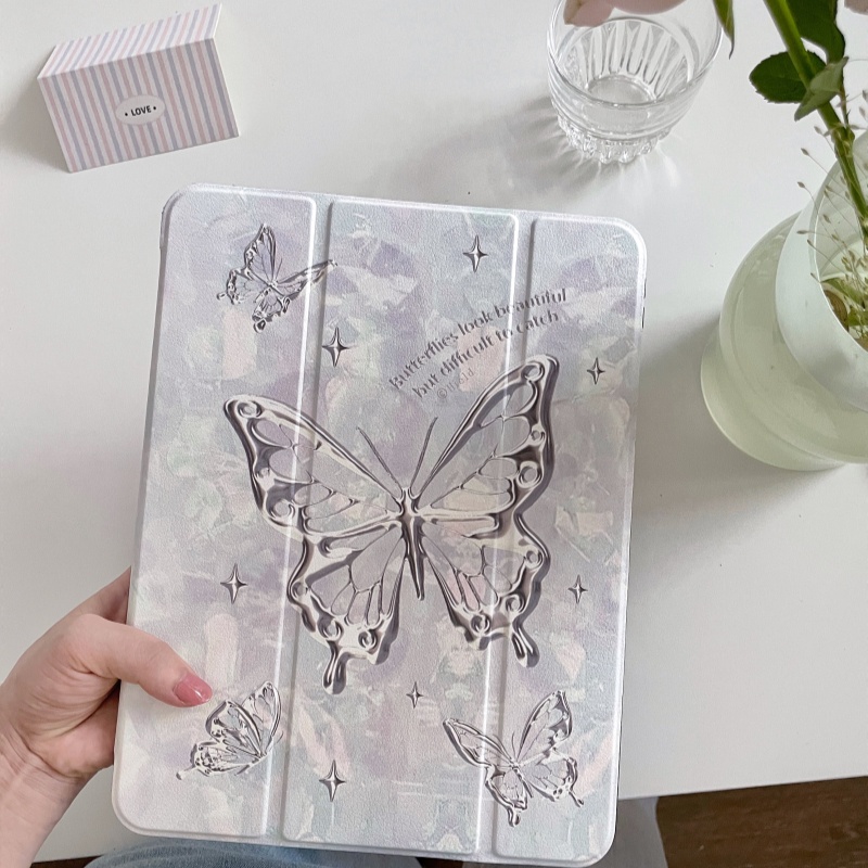 Silver star butterfly anti-fall silicone soft chống va đập cho ipad mini 6/5 ipad 9,7 5 6th air 3/4/5 ipad 10,2 7th/8/9/10th pro 11 2022 ipad pro 2021 2020 giá đỡ ipad