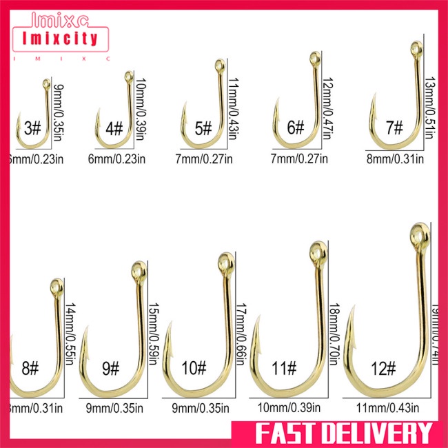 Imixcity 100 cái móc câu cá số. 3-12 câu cá bằng thép carbon cao với ngạnh cho nước ngọt nước mặn
