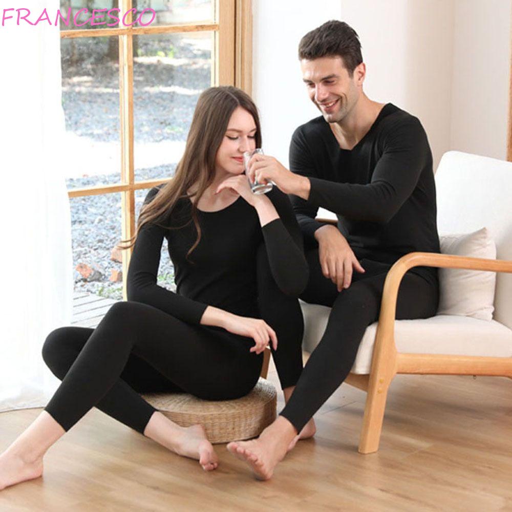 Francesco đồ lót giữ nhiệt mùa đông liền mạch mềm mại cho nữ áo dài tay cho áo thun nam quần dài màu rắn bộ johns dài