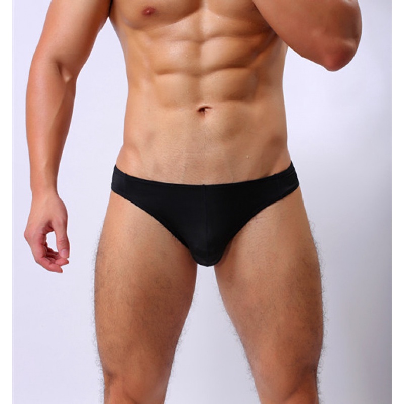 Đồ lót nam sexy eo thấp băng lụa t-back quần sịp nhỏ màu trắng đen