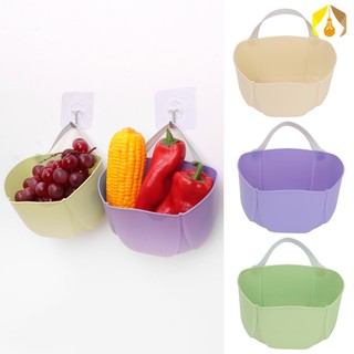 Multi-function hanging rack with hook kitchen onion ginger garlic storage basket / drill free bathroom wall-mounted storaging box