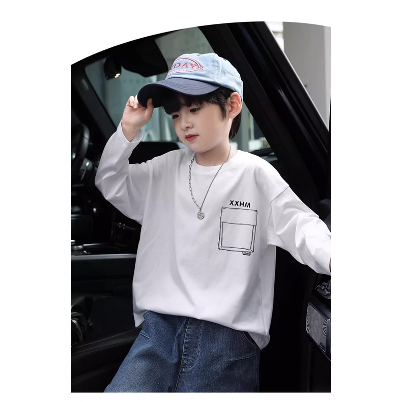 Bé trai t-shirt dài tay áo sơ mi trẻ em mới đáy áo sơ mi cotton tops trung và lớn quần áo trẻ em bé trai quần áo mùa thu