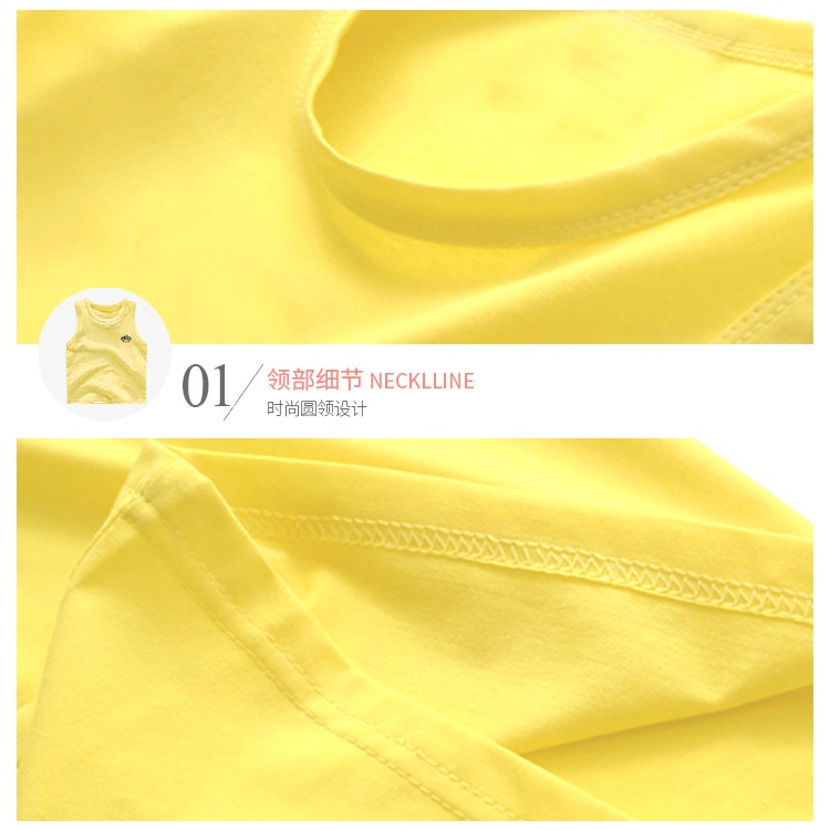 Áo Ba Lỗ cotton Trơn Màu Thêu Họa Tiết Theo Phong Cách Hàn Quốc Dành Cho Bé 90-160cm