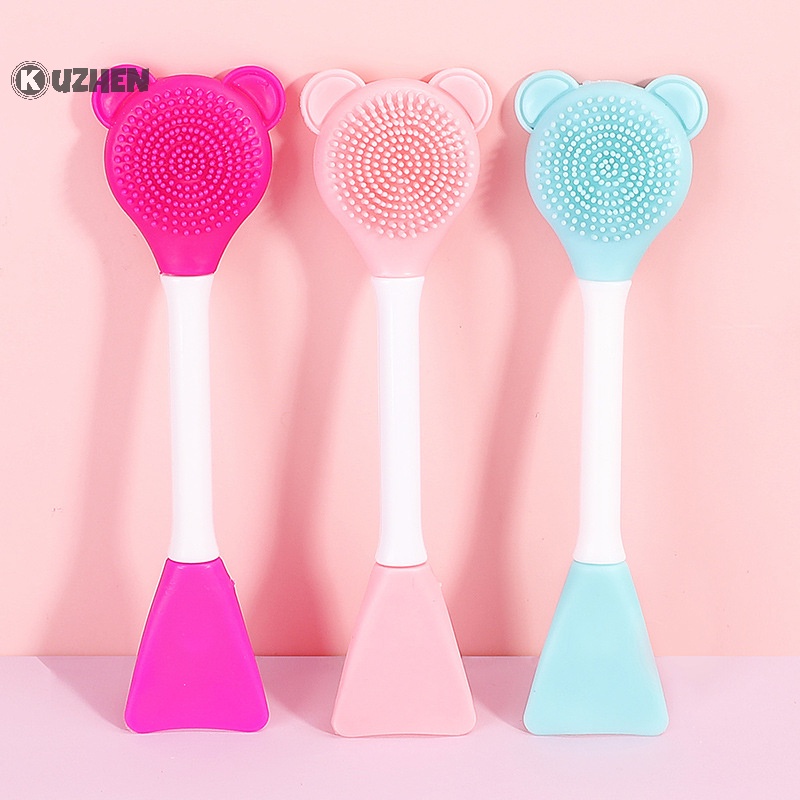 Cọ đắp mặt nạ KUZHEN bằng silicon mềm hai đầu thiết kế gấu dễ thương trang điểm làm đẹp chăm sóc da mặt cho nữ