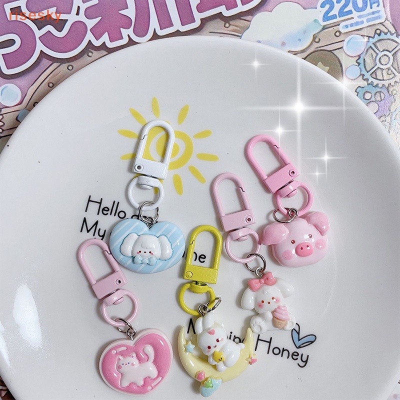 Động vật dễ thương móc khóa nhỏ lợn đáng yêu thỏ mèo chìa khóa cho phụ nữ cô gái trẻ em túi đựng tai nghe ô tô treo trang trí ch