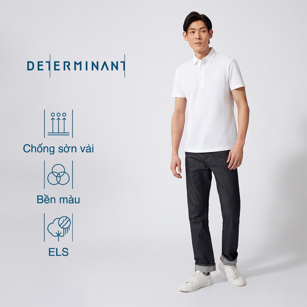 Áo thun polo nam cao cấp DETERMINANT tay ngắn - kháng khuẩn - 100% cotton - màu trắng - P02