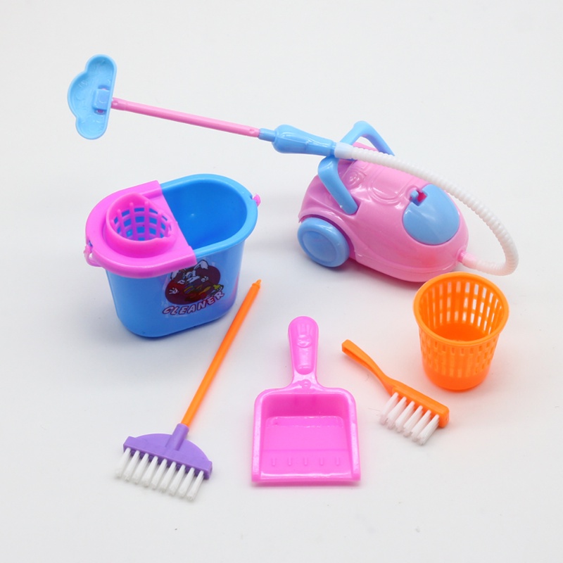 9 cái / bộ mini pretend play mop broom toys dụng cụ và đồ chơi làm sạch trẻ em dễ thương