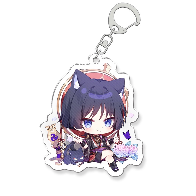 Ere1 genshin impact keychain anime keyring acrylic túi dễ thương mặt dây chuyền phim hoạt hình wanderer mèo dễ thương quà tặng móc chìa khóa