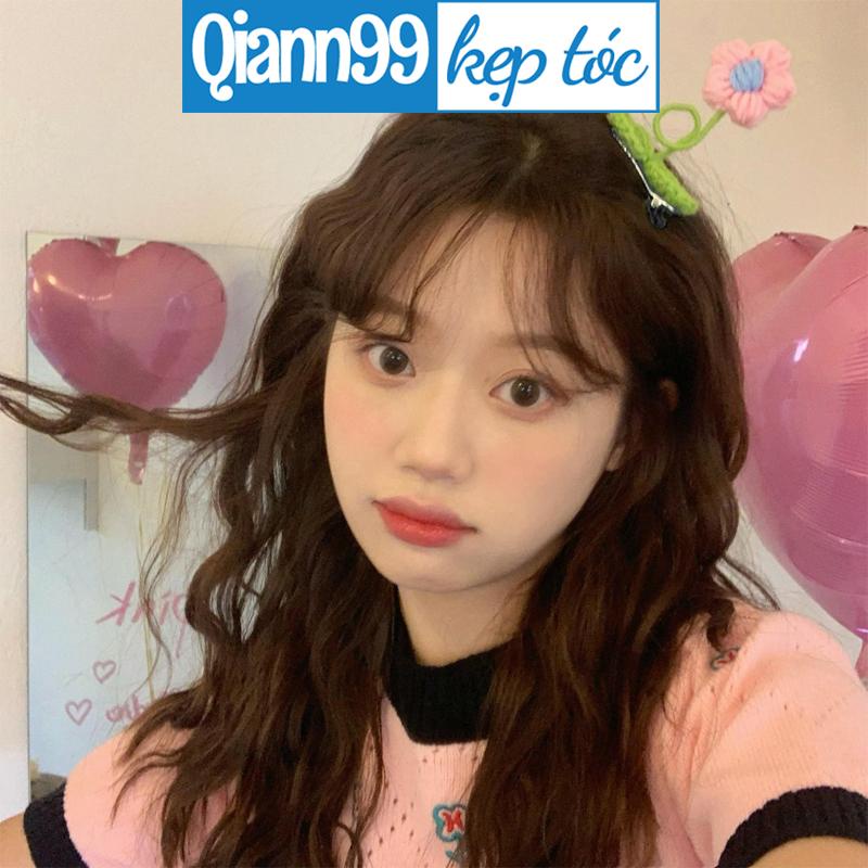 💓Qiann💓Kẹp tóc hoa dễ thương và ngọt ngào Kẹp tóc len dệt kim Kẹp mỏ vịt sáng tạo
