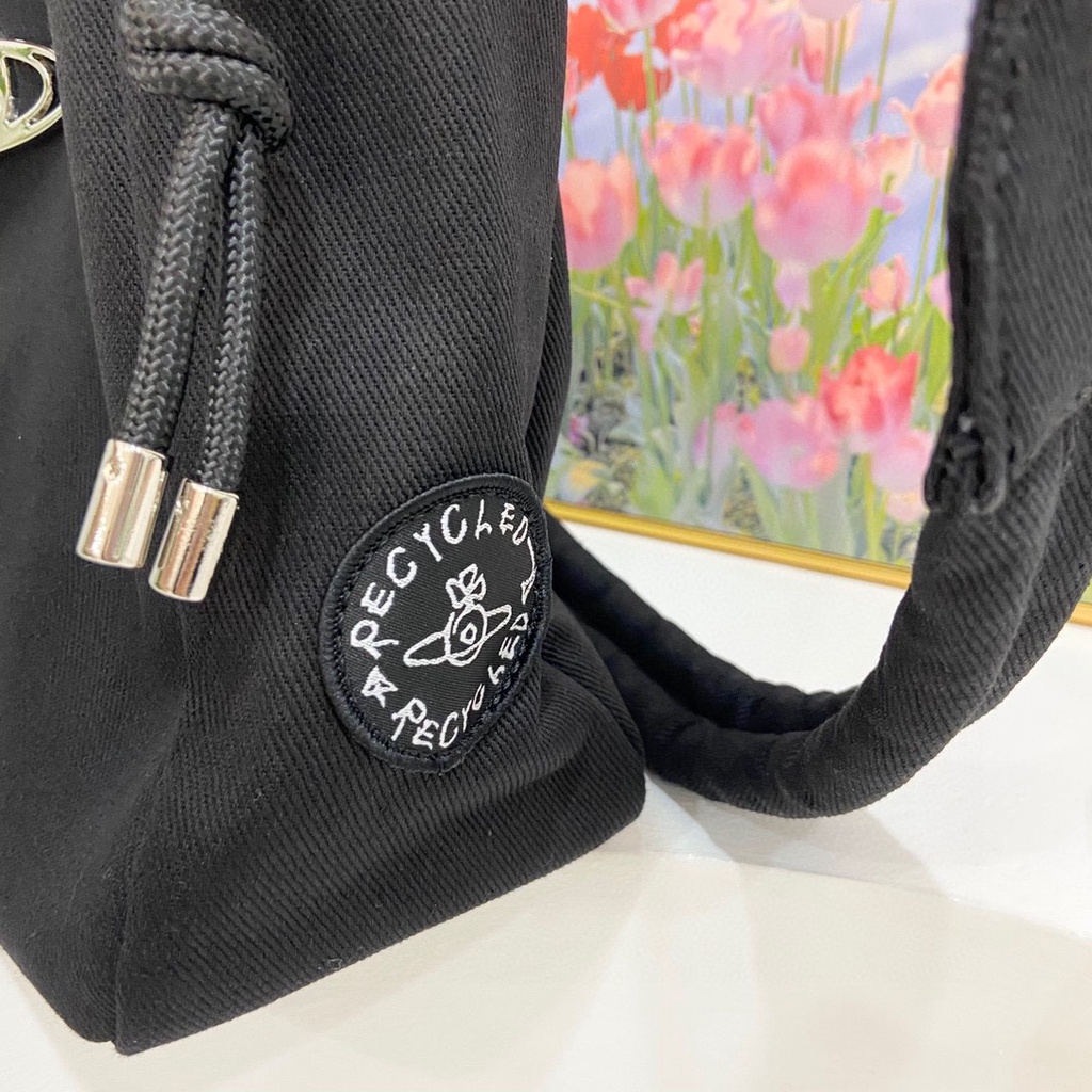 Vivienne westwood mới hợp thời trang túi đeo vai di động dung tích lớn all-match túi dây rút vải túi messenger