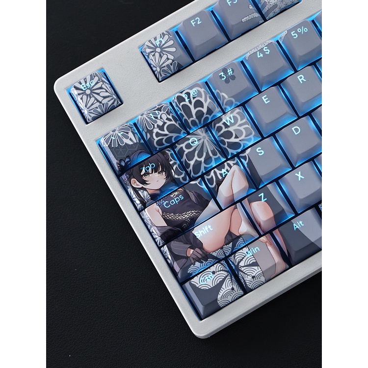 Kisaki Keycaps Cherry Profile Blue Archive Anime PBT Dye Sub Bàn Phím Cơ Keycap