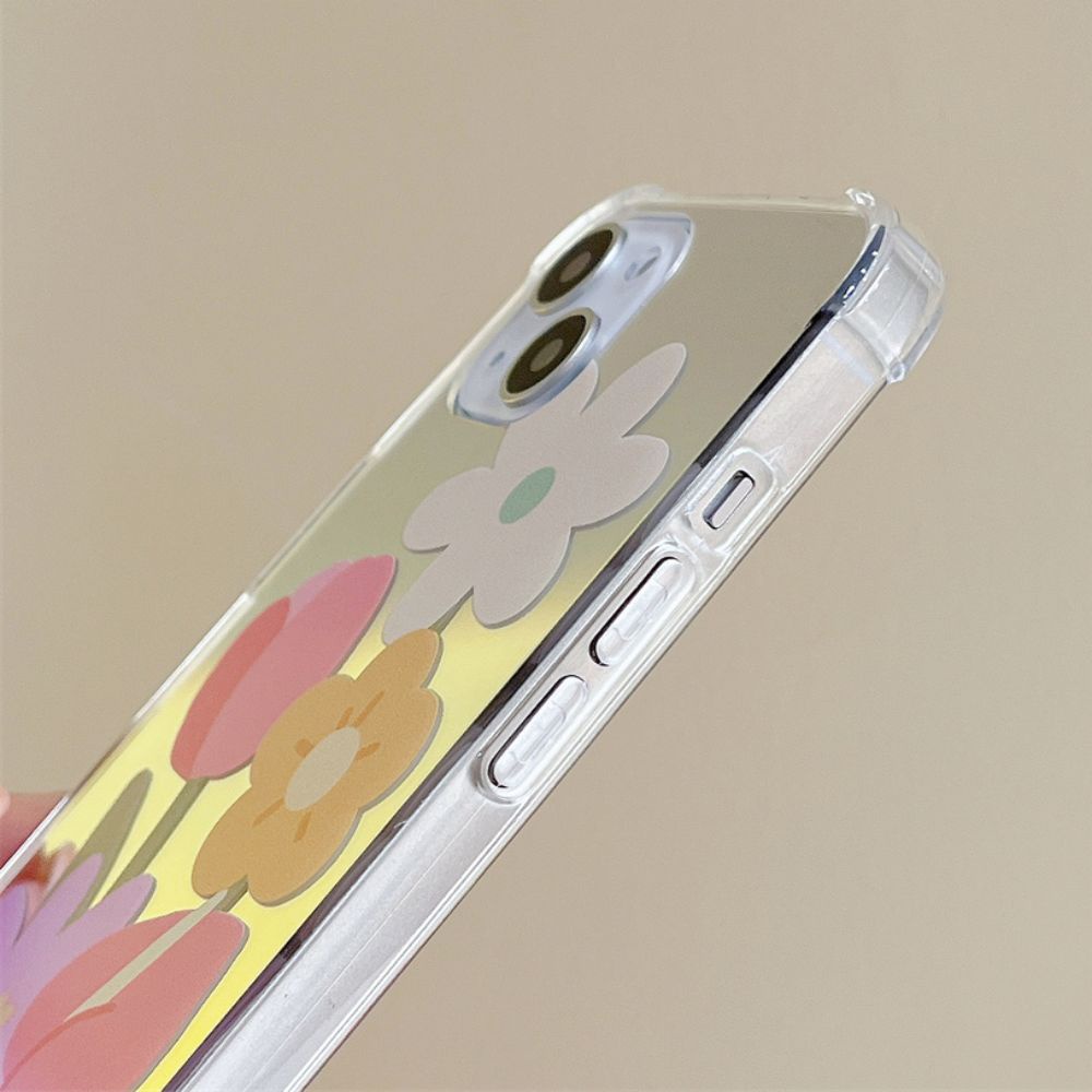 Ốp Điện Thoại TPU Mềm Họa Tiết Hoa Tích Hợp Gương Trang Điểm Cho IPhone 14 13 12 11 Pro Max XS XR 8 7 Plus