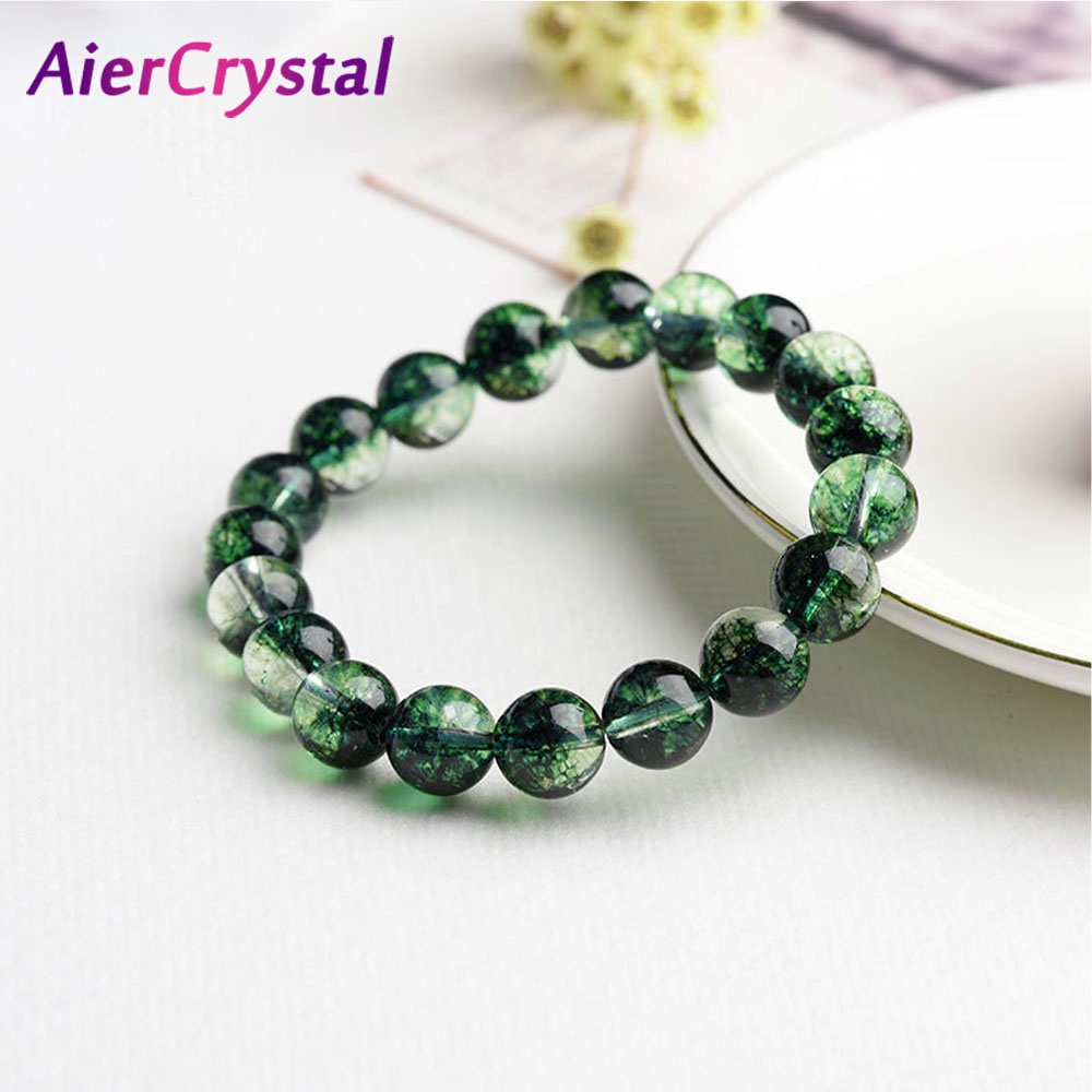 Vòng Tay Chuỗi Hạt Đá Tự Nhiên 6-14mm Hình Ma Quỷ Màu Xanh Lá Dành Cho Nam Và Nữ